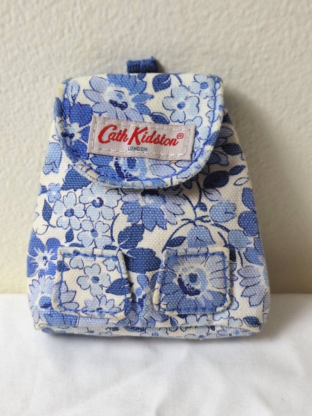 Cath Kidston Blue and White Floral cotton canvas Mini Backpack Coin Purse